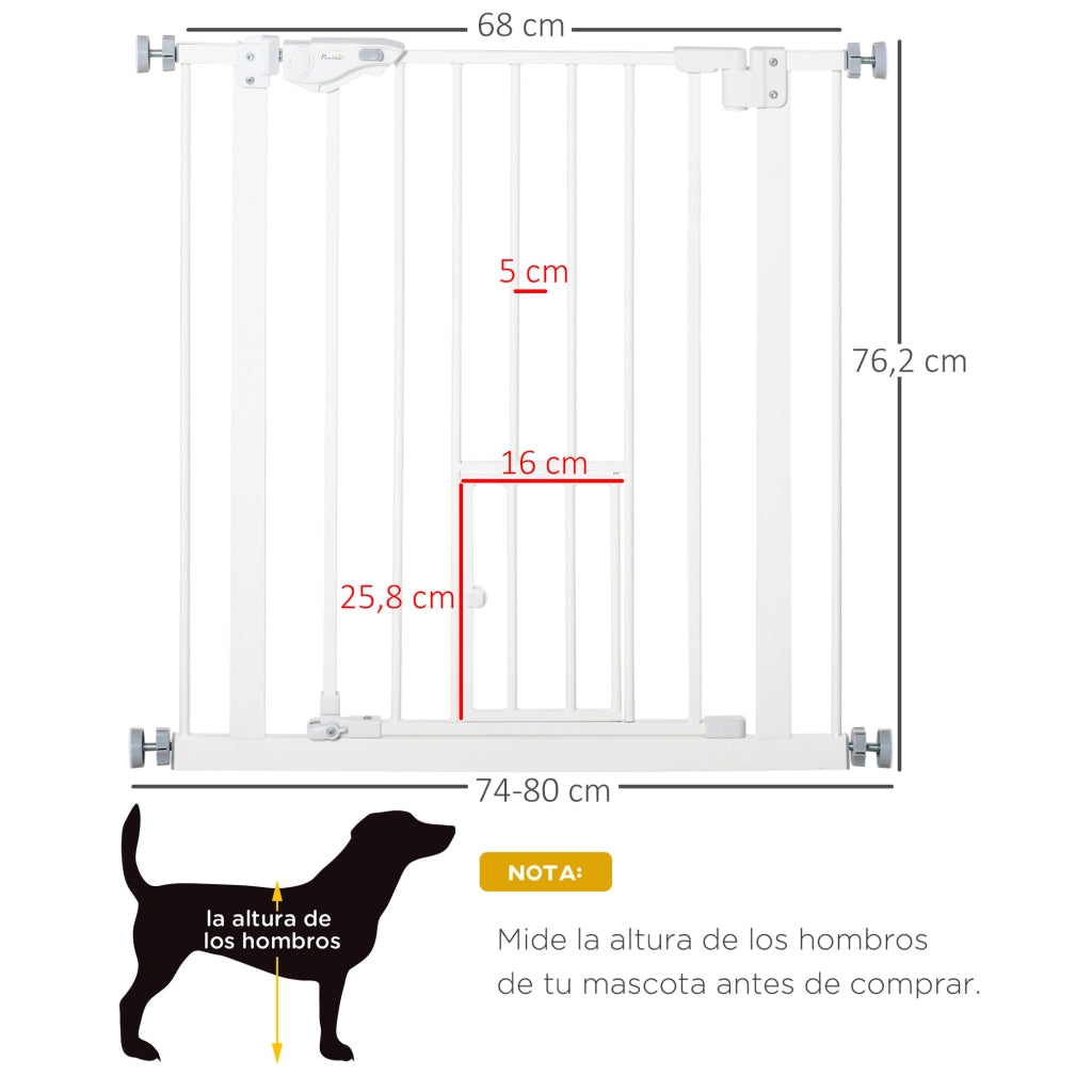Barriera Sicurezza Estensibile con Porta e Chiusura Automatica ¨C Minimal ¨C Bianco 74-80x76,2 cm