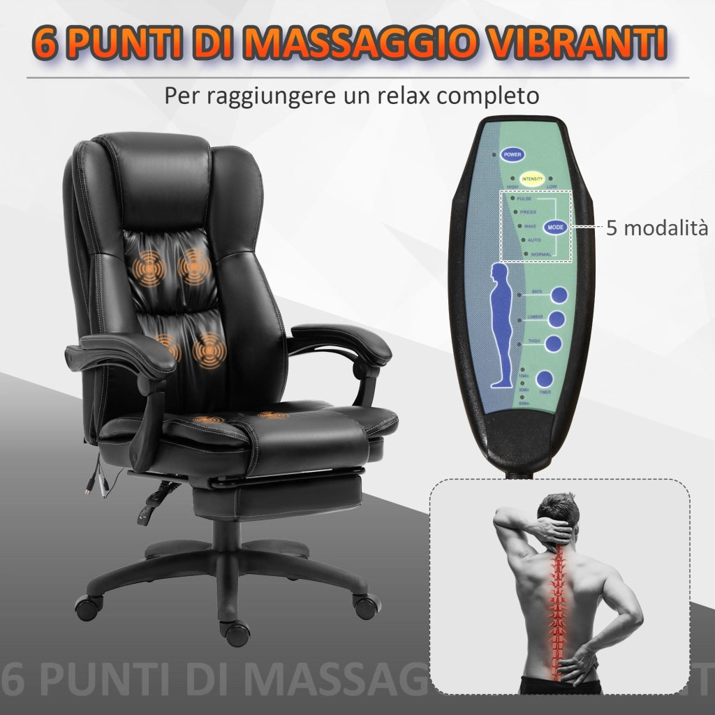 Sedia da Ufficio ¨C Minimal ¨C Pelle, Nero, 68.5x68.5x113-121 cm
