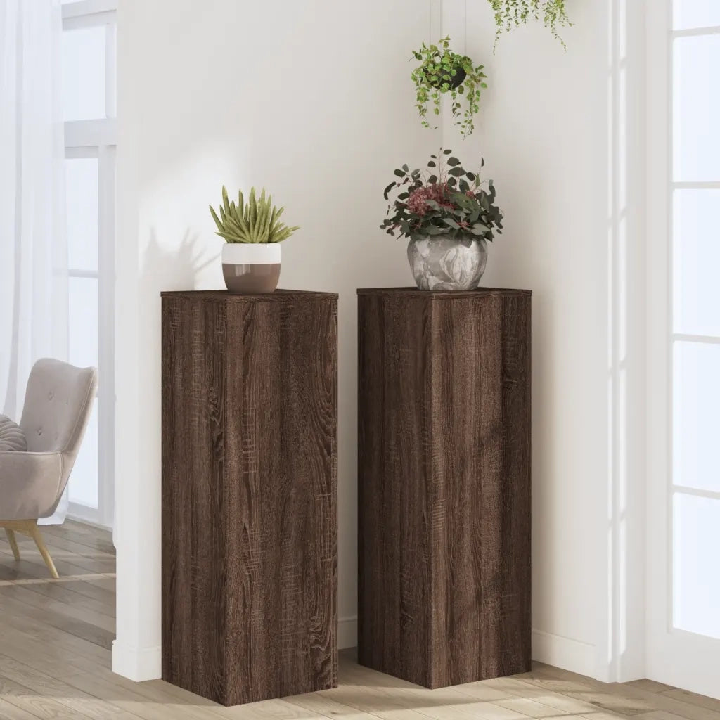Supporti per Piante 2 pz Rovere Marrone 33x33x100cm Multistrato