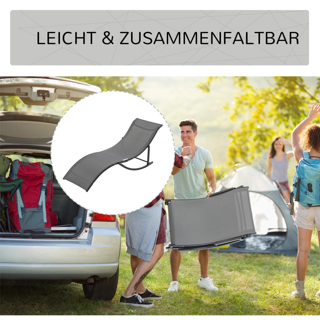 Set 2 Lettini da Giardino ¨C Xylo ¨C Textilene Alluminio Grigio Antracite 165x61x63cm