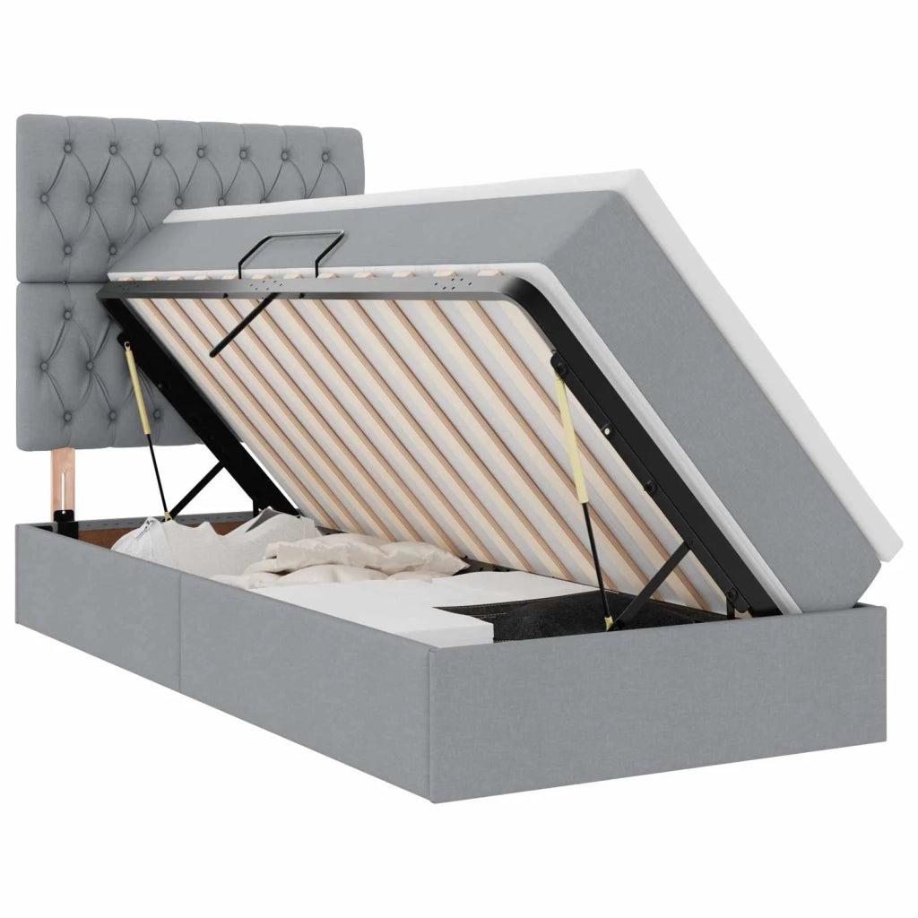 Letto con contenitore e LED con led Grigio chiaro 100 x 200 cm 3372459