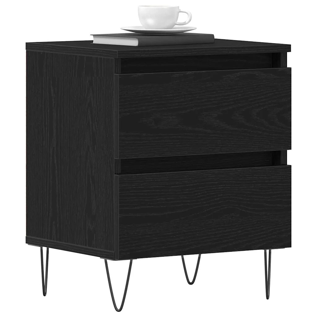 Comodino | Armadio da Notte | Mobiletto da notte Rovere nero 40 x 35 x 50 cm Legno multistrato