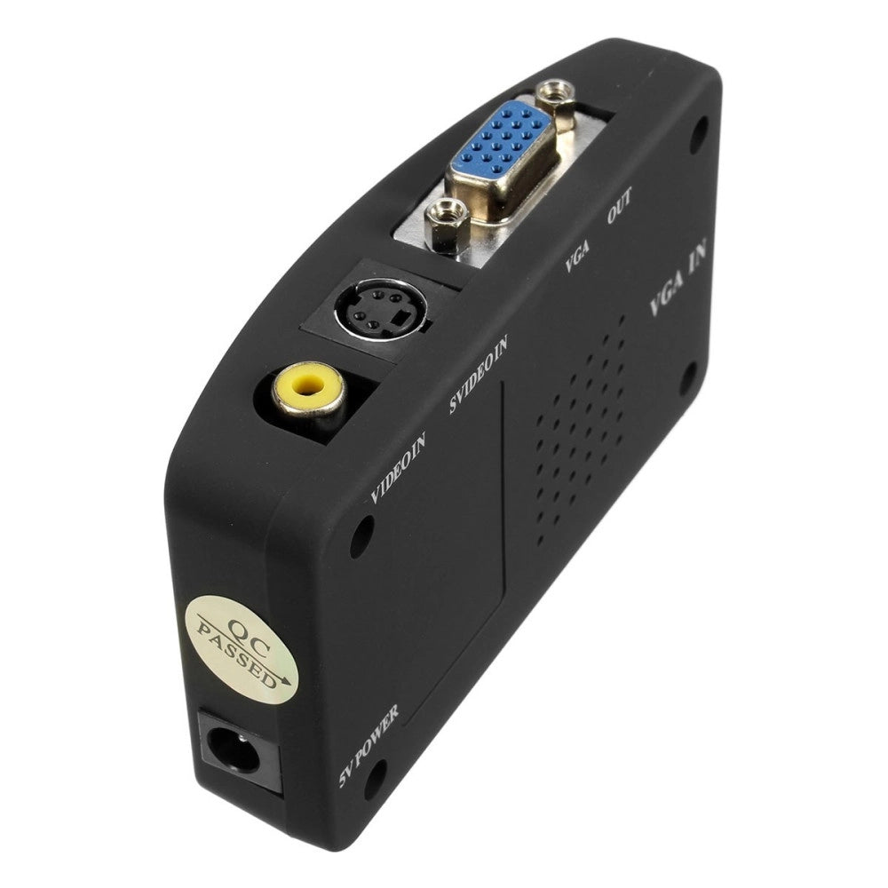 Trade Shop - Adattatore Convertitore Video Da Vga Rca S-video In Vga Out Pc Notebook Nero -