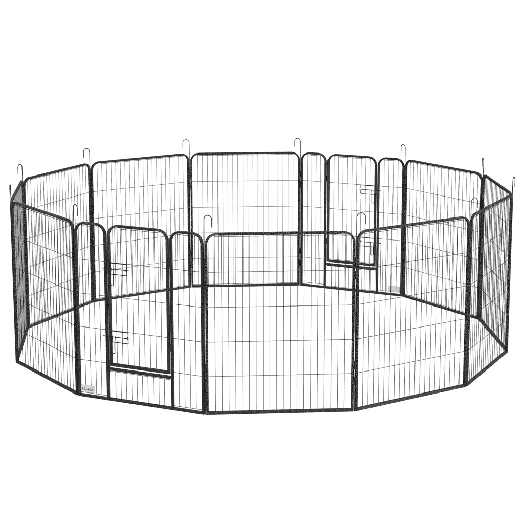 Recinto per cani 12 pezzi pieghevole con 2 porte ¨C Minimal ¨C Grigio 80x100 cm