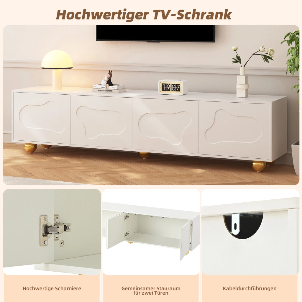 Cassettiera per TV bianca in truciolato lunghezza 180 cm