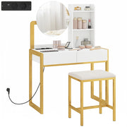 Cassettiera con Specchio e Sgabello ¨C Xylo ¨C Bianca con 2 Cassetti e 3 Ripiani
