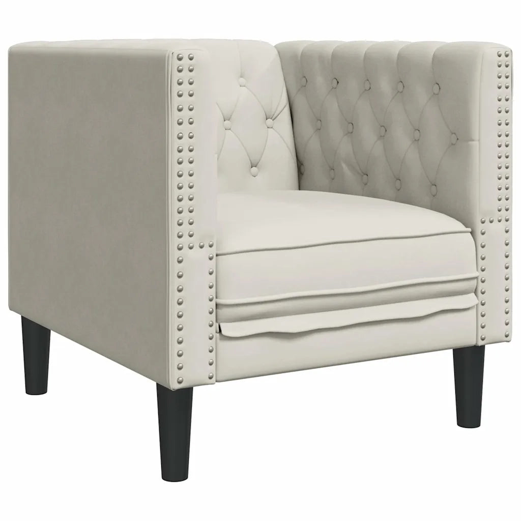 Poltrona Chesterfield Crema in Velluto 372680