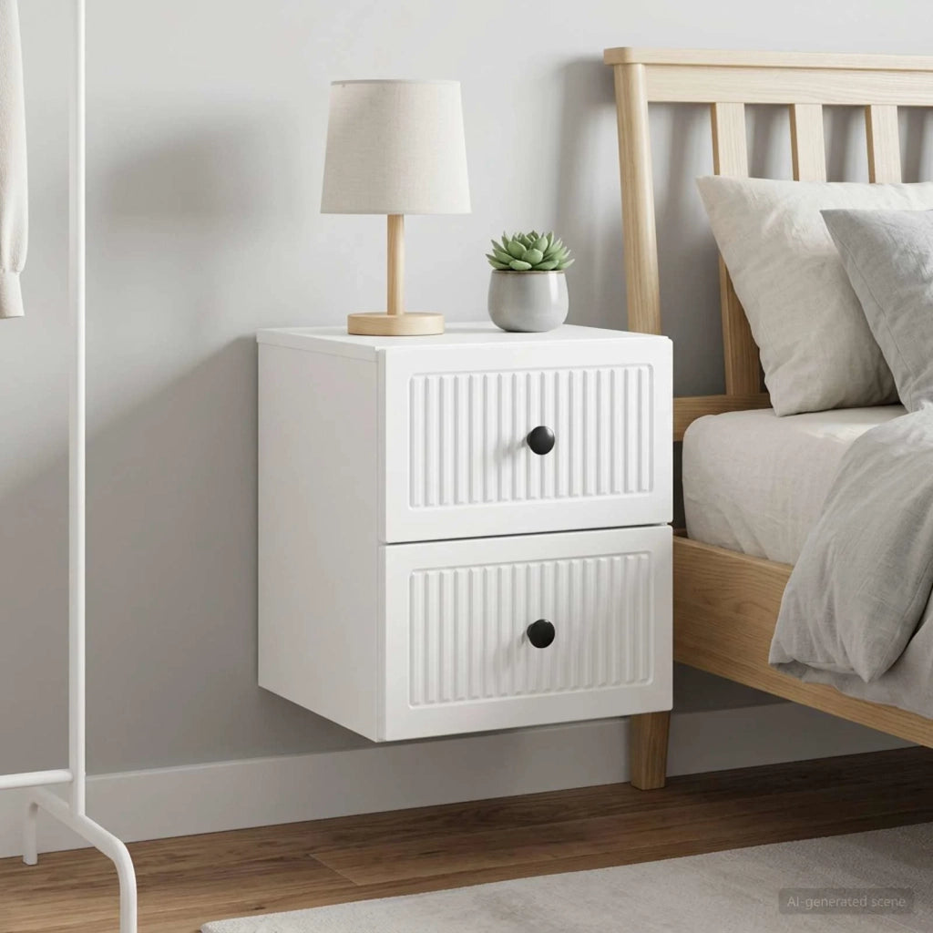 Mobiletto da notte a muro 2 pcs Bianco Lucido 33 x 34,5 x 40 cm 897964