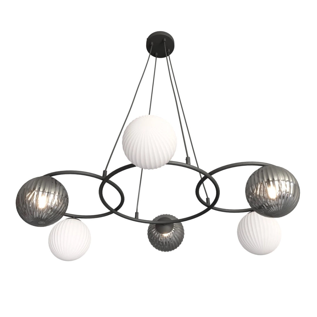 Lampada sospensione moderna grafite bianco sfere 6xE14 Libra