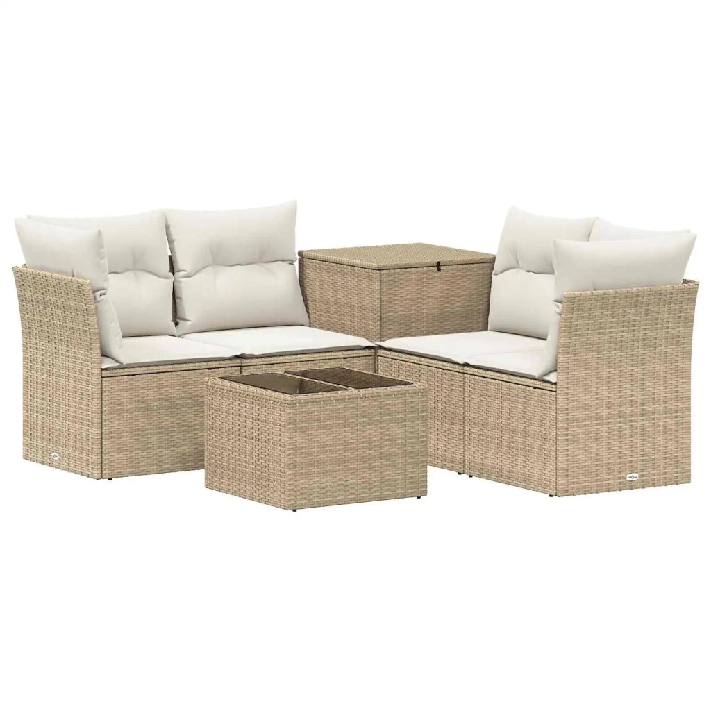 Set di divani 6 pz Beige e Bianco Crema 3447360