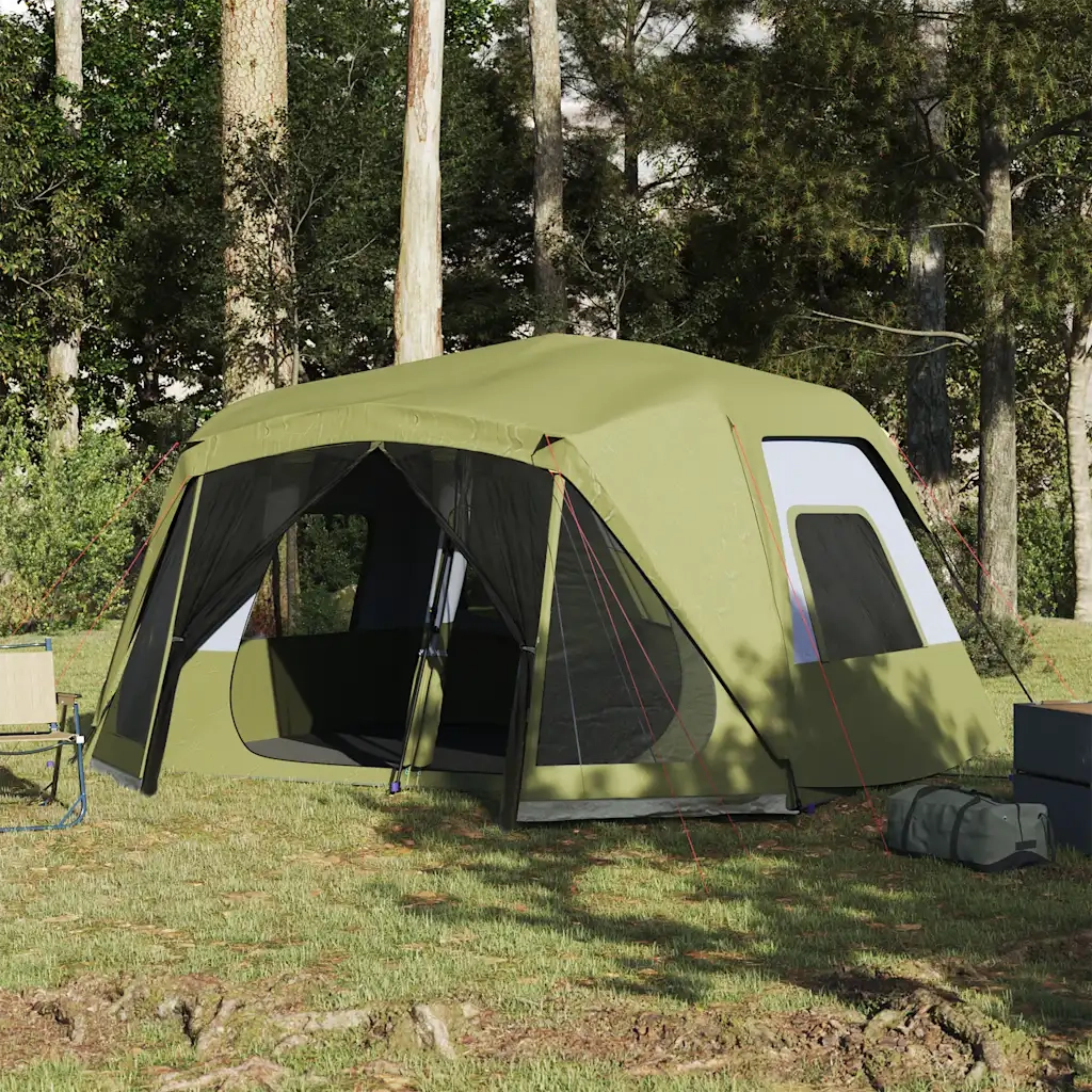 Tenda Campeggio 10 Persone Verde Rilascio Rapido Impermeabile
