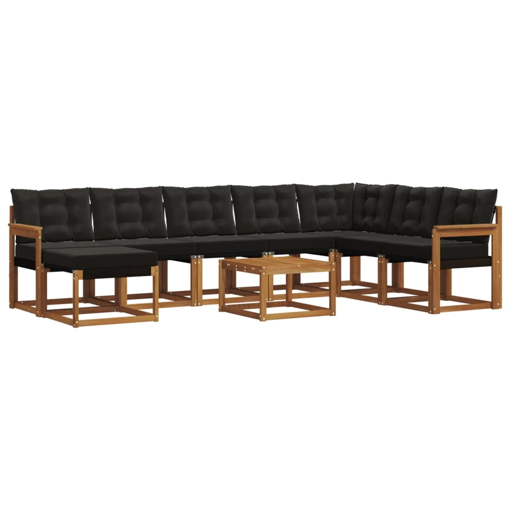 Set di divani da esterno con cuscino 9 pcs Naturale e Nero 3368971