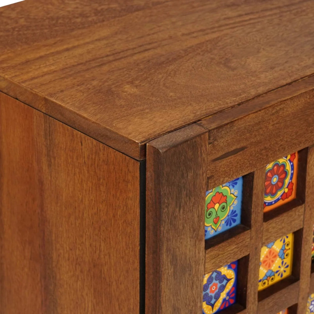 Credenza con porta Noce 60 x 33 x 75 cm Legno di mango massello 4018250