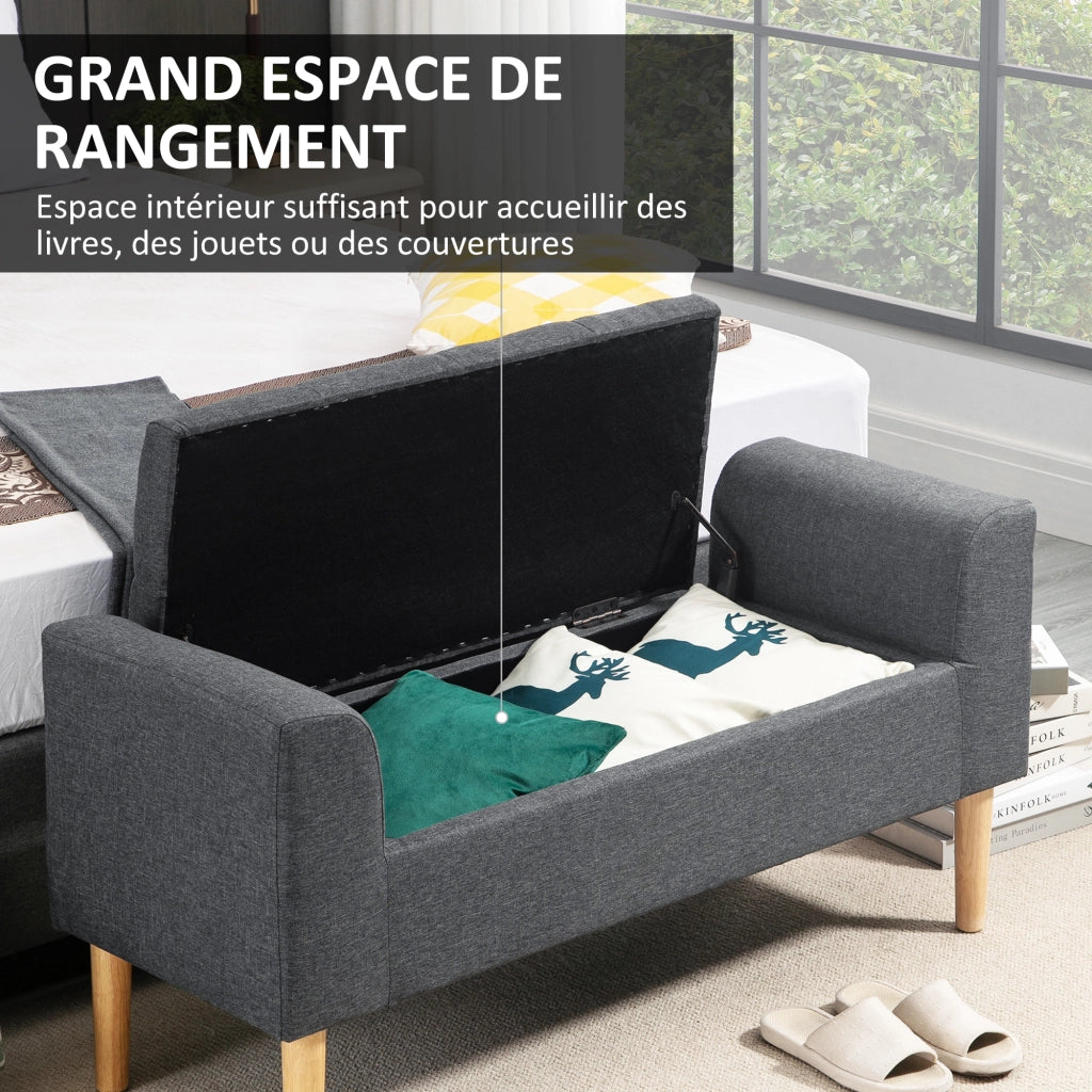 Divano imbottito con cassetti ¨C Minimal ¨C 116x44x58 cm grigio scuro