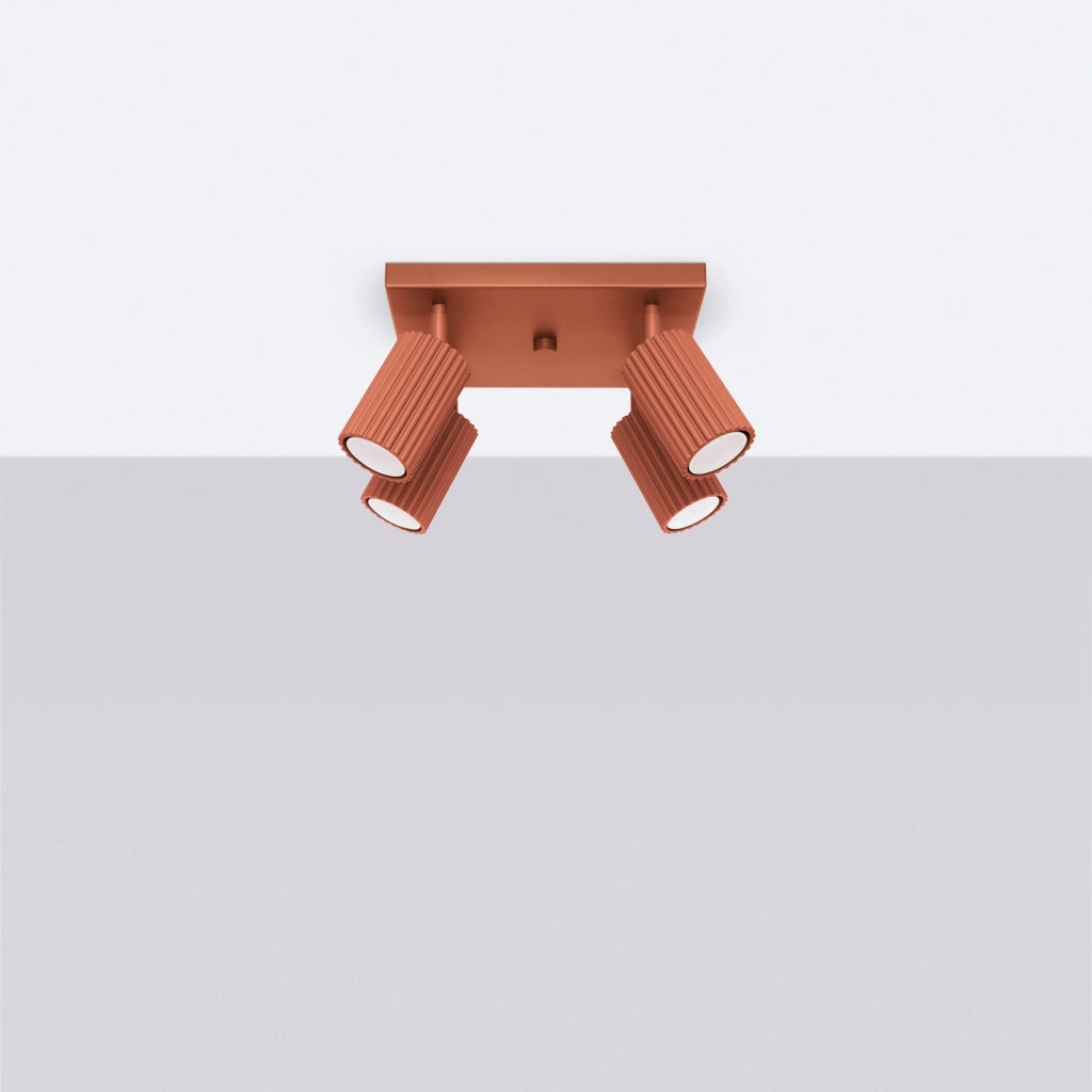 Lampada da soffitto KARBON 4 rosso ocra