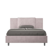 BS COM Letto matrimoniale francese senza rete imbottito 140x210 microfibra glicine