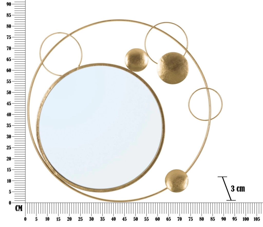 Specchio Planet 90x3x83 cm in Ferro e MDF Oro