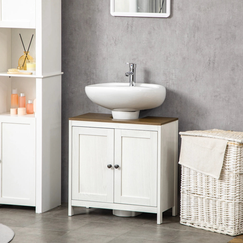 Mobile sottolavabo con 2 ante e ripiano regolabile ¨C Xylo ¨C Bianco 60x30x60 cm