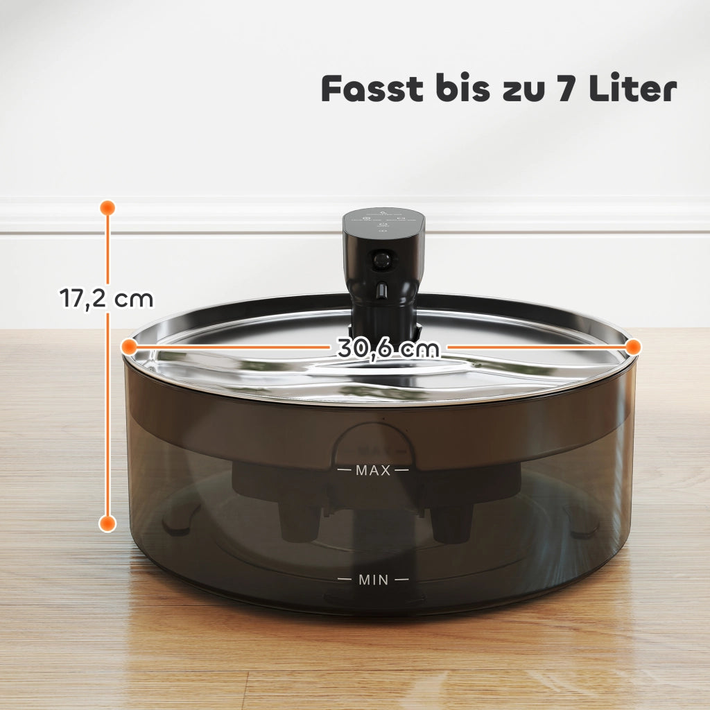 Fontana per Gatti 7L ¨C Xylo ¨C Acciaio Inox con Filtro al Carbone Attivo 30,6x30,6x17,2 cm