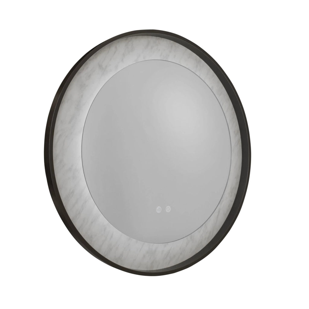 Specchio Luxo LED, metallo nero opaco con effetto marmo