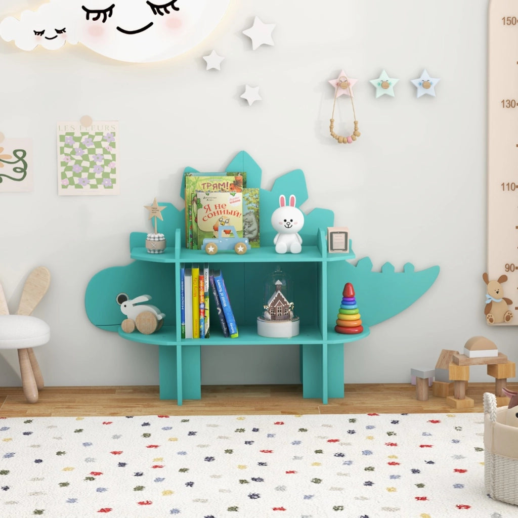 Libreria in legno per stanza dei bambini, Organizzatore di archiviazione giocattoli adorabile per sala giochi Verde