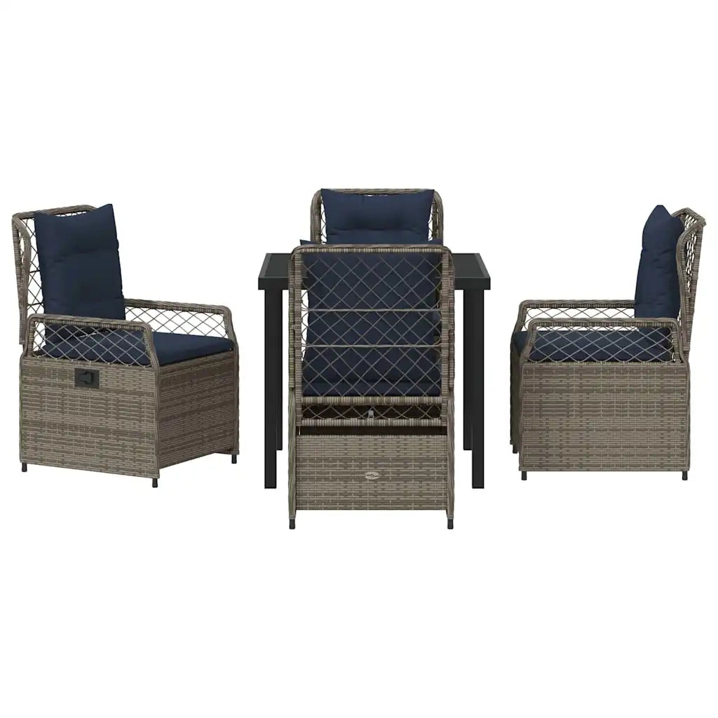 Set da Pranzo per Giardino 5 pcs Grigio polyrattan 3381052