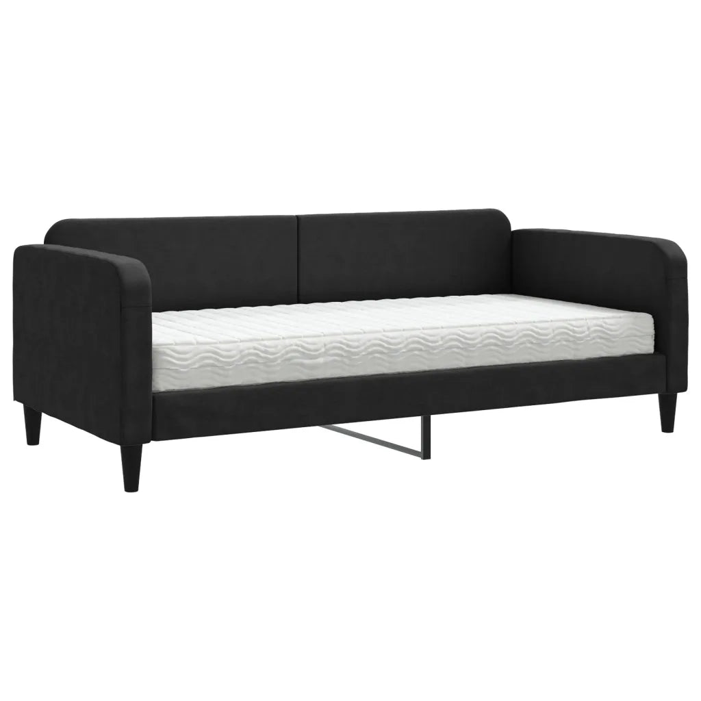 Divano letto | Sof¨¤ letto | Letto singolo con Materasso Nero 90x200 cm in Tessuto