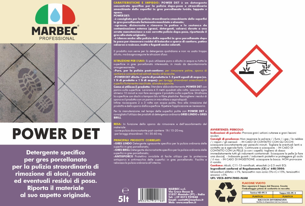 Come pulire il gres porcellanato POWER DET   5LTx4Pz