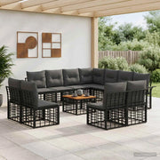 Set di divani da esterno 12 pz Nero e Grigio scuro Poliestere 3437713