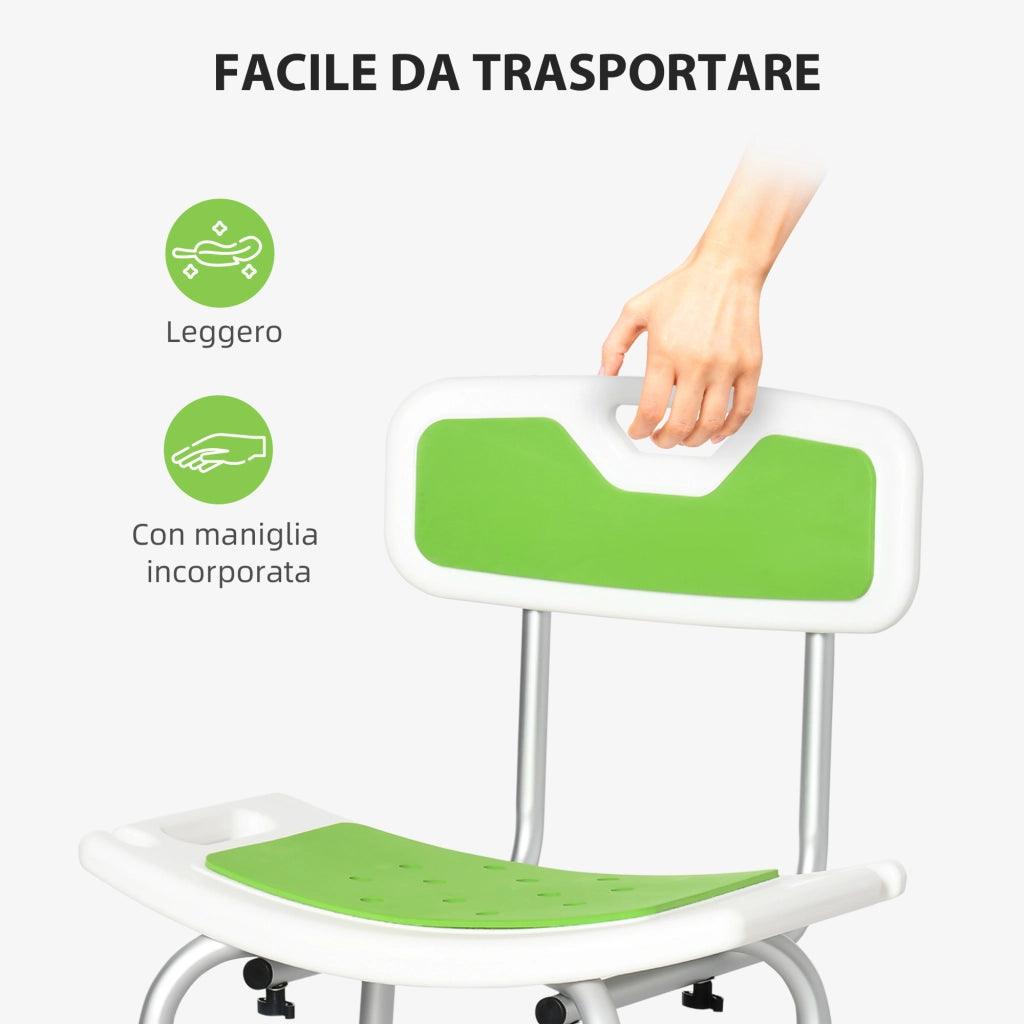 Sedia da Doccia Regolabile in Alluminio ¨C Minimal ¨C Grigio 51.5x49.5x68.5-81 cm