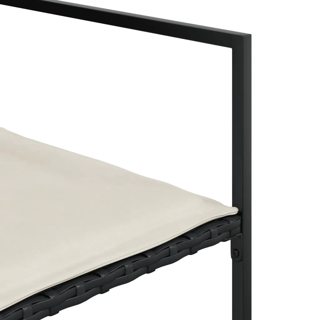 Set da Pranzo da Giardino 5 pz Nero con Cuscini in Polyrattan 3295058