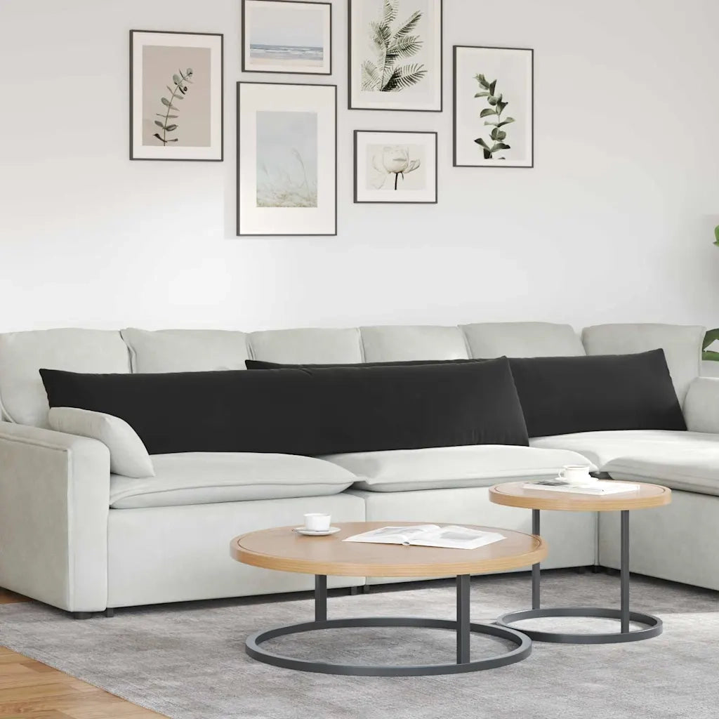Cuscini da Divano 2 pz-Set di 2 Cuscini per Sofa Nero 200 x 40 cm Tessuto in Cords