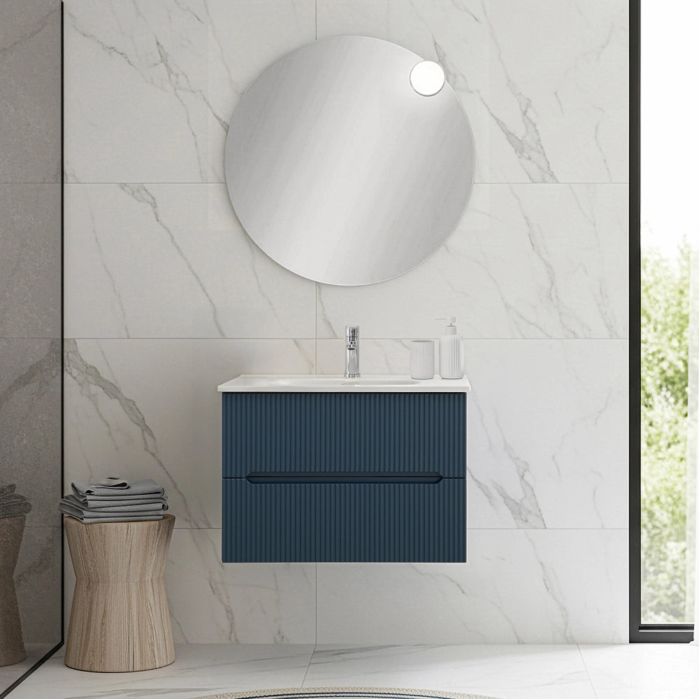 Mobile bagno sospeso 70 cm blu petrolio cannettato Bali