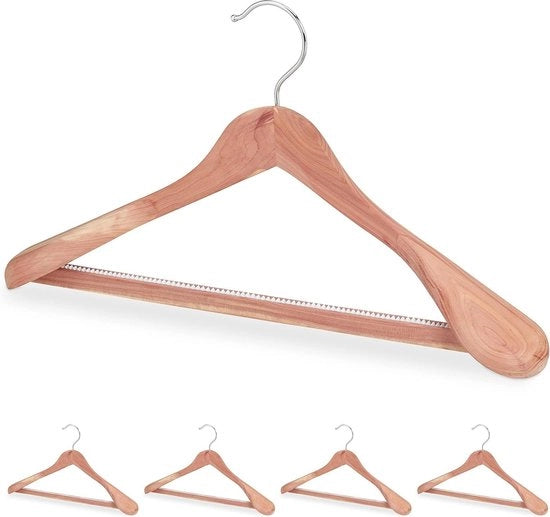 Hangers per abito in cedro 5 pezzi anti muffa 45 cm antiscivolo stabile hanger per pantaloni - Grande hanger per abiti in legno naturale hangers per abiti