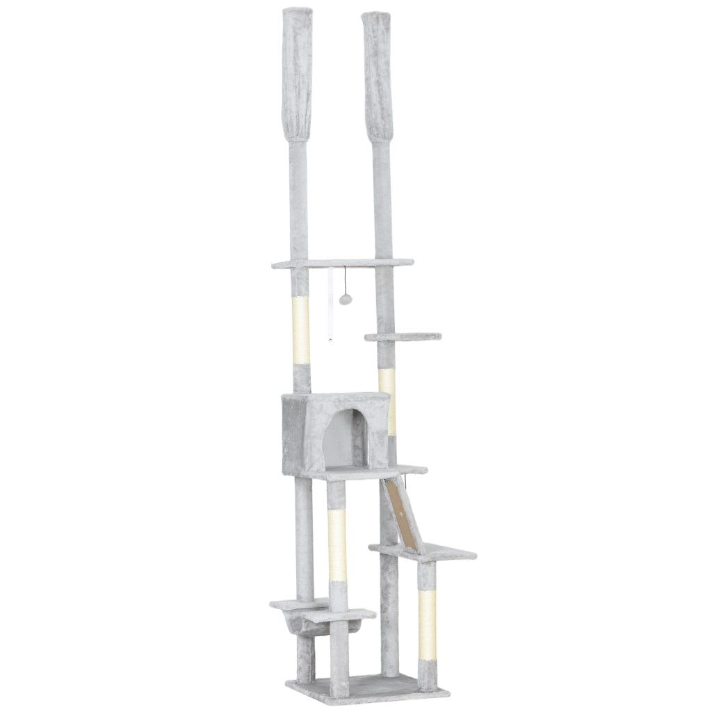 Tiragraffi a Soppalco con Casetta e Amaca ¨C Zephmum ¨C Grigio 225-255 cm