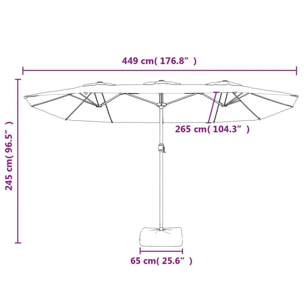 Ombrellone a Doppia Testa Antracite 449x265 cm 362947