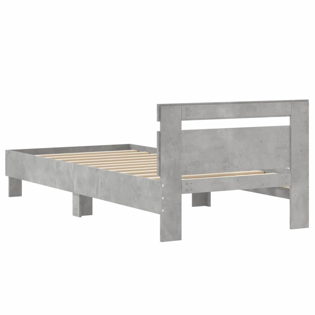 Struttura letto con testata-Giroletto Grigio Cemento 80 x 200 cm 534279