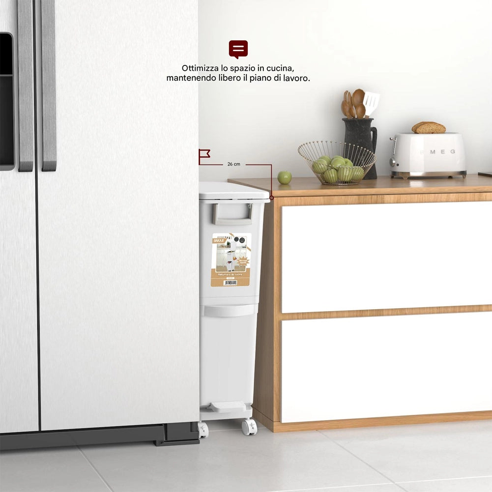Pattumiera da Cucina Capacità Bidone 29L Secchio Ribaltabile Rifiuti Salvaspazio