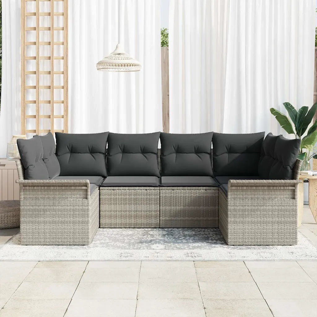 Set Divano da Giardino 6 pcs Grigio chiaro polyrattan