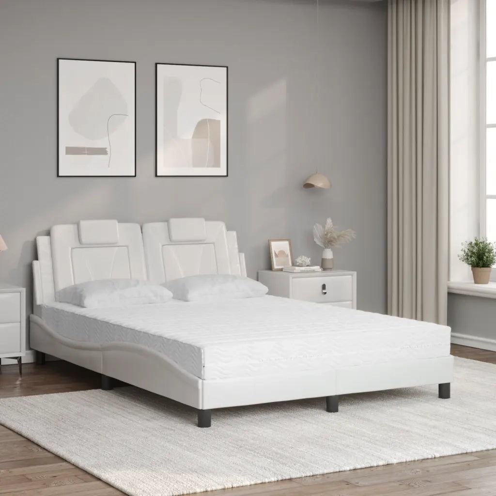 Letto Viana con Materasso Bianco 140x200 cm in Similpelle