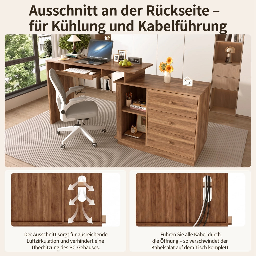 SCRIVANIA multifunzionale estensibile 110 cm MDF colore noce