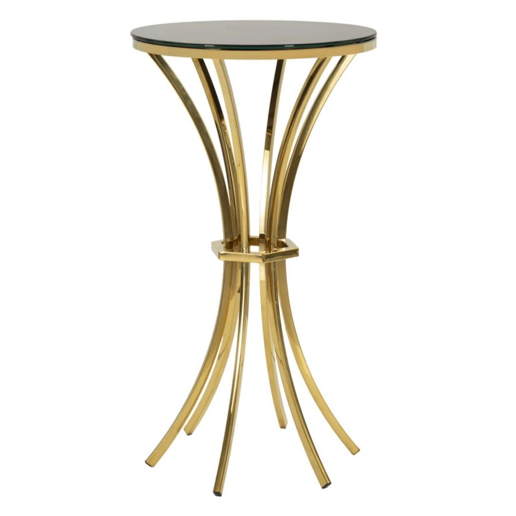Tavolino VKH879, Oro, Vetro, 50x50x92 cm