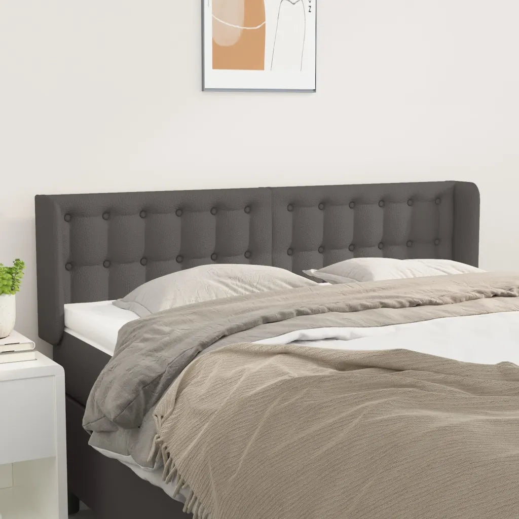 Testiera ad Orecchio-Testata con Orecchie Grigio 147x16x78/88 cm in Similpelle 454285