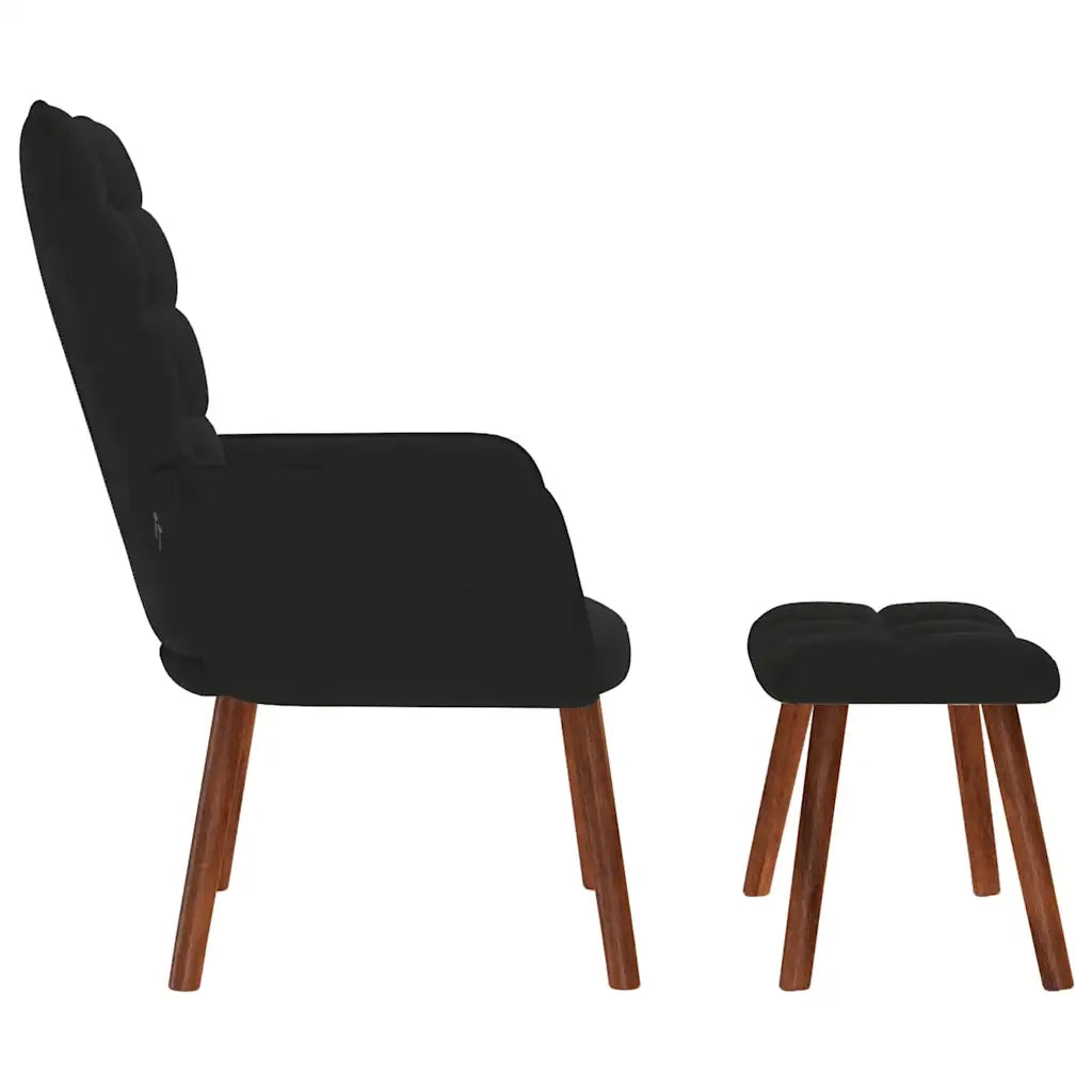 Poltrona Relax con Sgabello in Velluto Nero 4016827