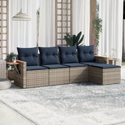 Set Divani da Giardino 5 pz con Cuscini Grigio in Polyrattan 3226761
