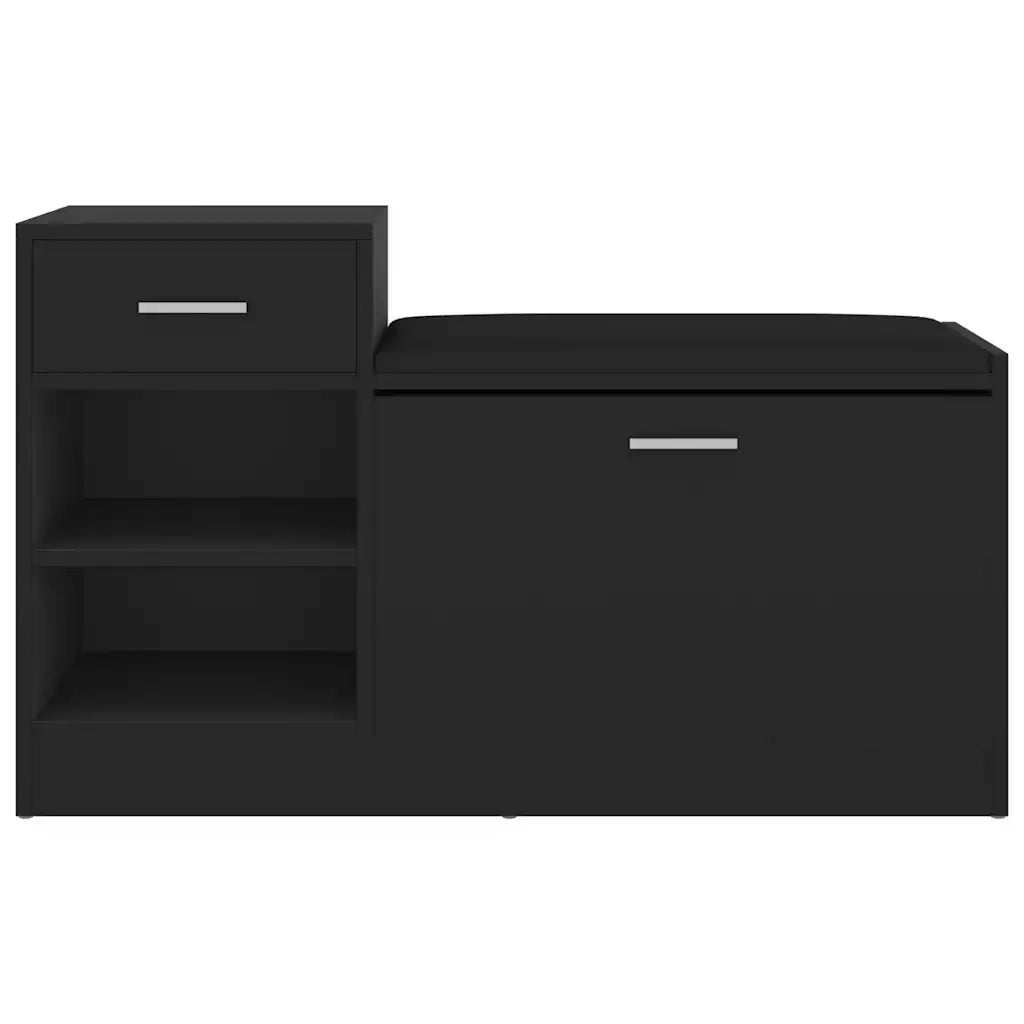 Panca Porta Scarpe-Sgabello-Panca Scarpiera Nera 94,5x31x57 cm in Legno Multistrato