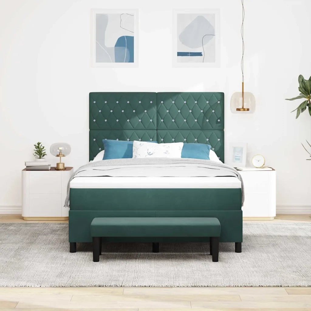 Letto a molle con testiera Verde scuro 200 x 140 cm Velluto 3344453
