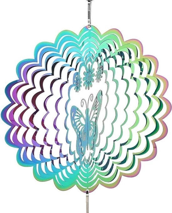 Decorazione 3D Rotante con Forma di Boter Veloce - Gong del Vento Artigianale - Ornamenti per Interno/Esterno - Arte Cinetica per il Giardino - Multicolore