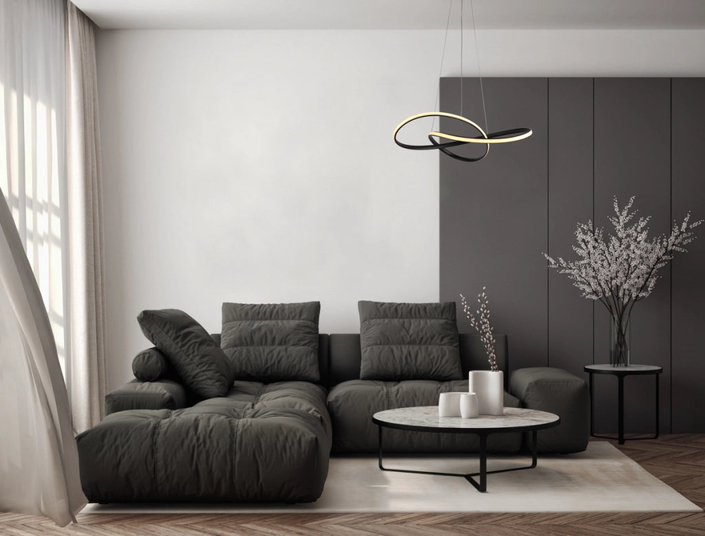 Lampada a sospensione nastro nero LED 40W Consa Italux
