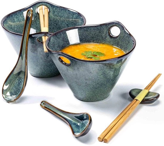 Set di piastrelle ceramica - design unico - set da 2 - verde - ceramica - 780 ml